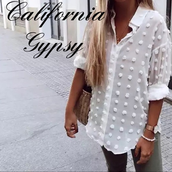 Chenille Polka Dot Boho Chic Blouse - Picture 6 of 16